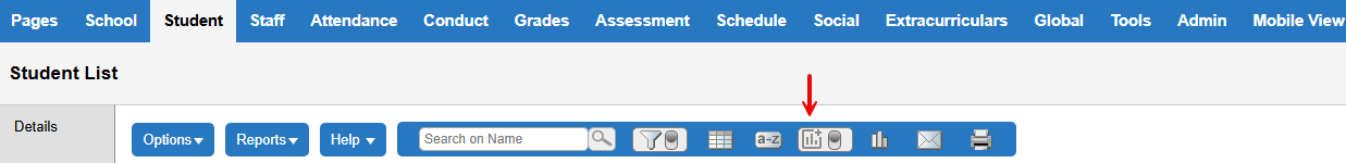 Menu bar with Interactive Analytics icon highlighted