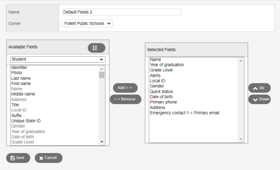 Define sort order dialog box