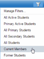 Filter drop-down with current members selected.