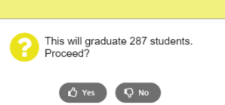 pop-up displays number of students to graduate