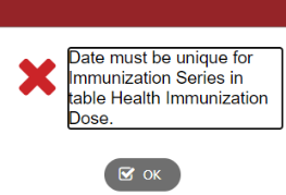 Error message for duplicate immunization date/dose