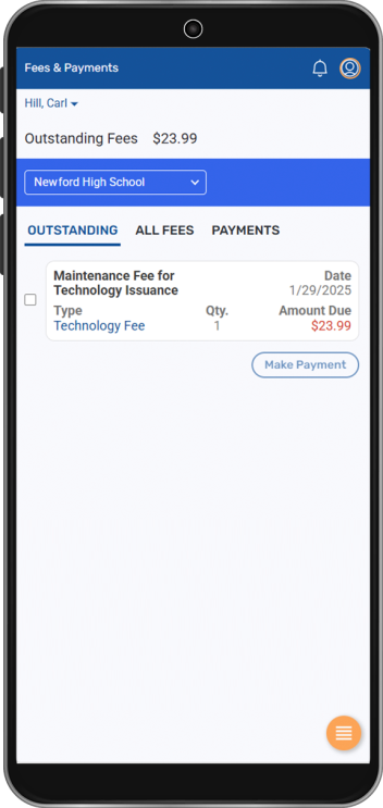 Fees & Payments screen