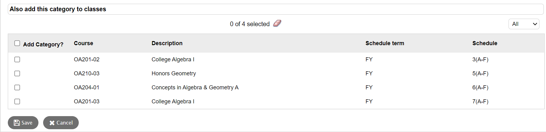 Add category fields