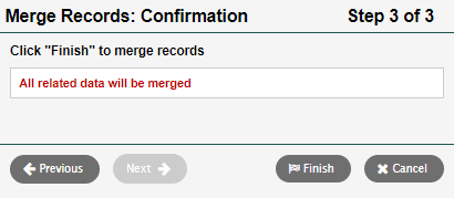 Step 3 of Merge Records wizard